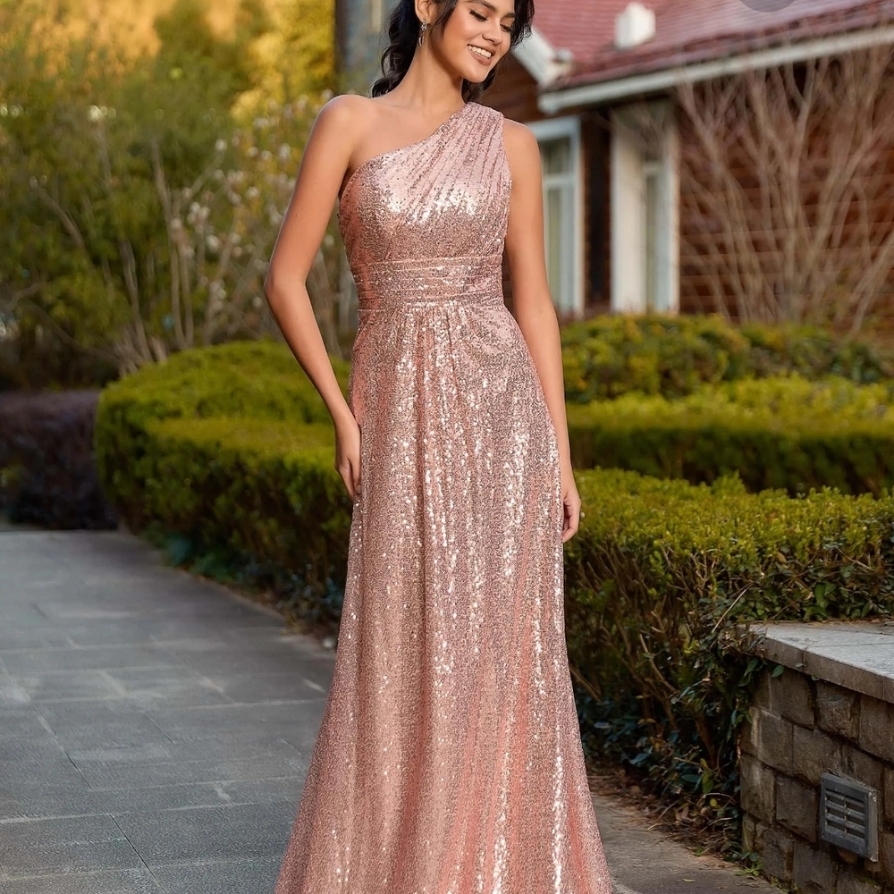 Elegant One-Shoulder Sequin Dress